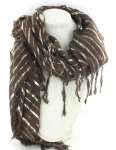 Art.nr: 87568B - SJAWL BRUIN - ZILVEREN STREEP  (3st)